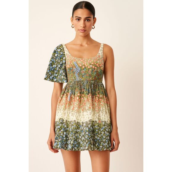 Alice + Olivia XS Floral A Line Mini Dress w/ Removable Cape – Silk Lined – EUC - Picture 1 of 12